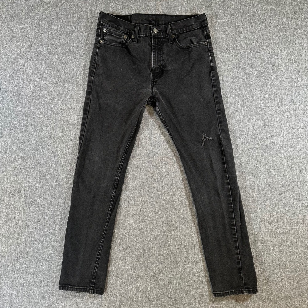 Levis‎ 510 Skinny Fit Jeans Mens 32x30 Black Denim Pants Faded Distressed